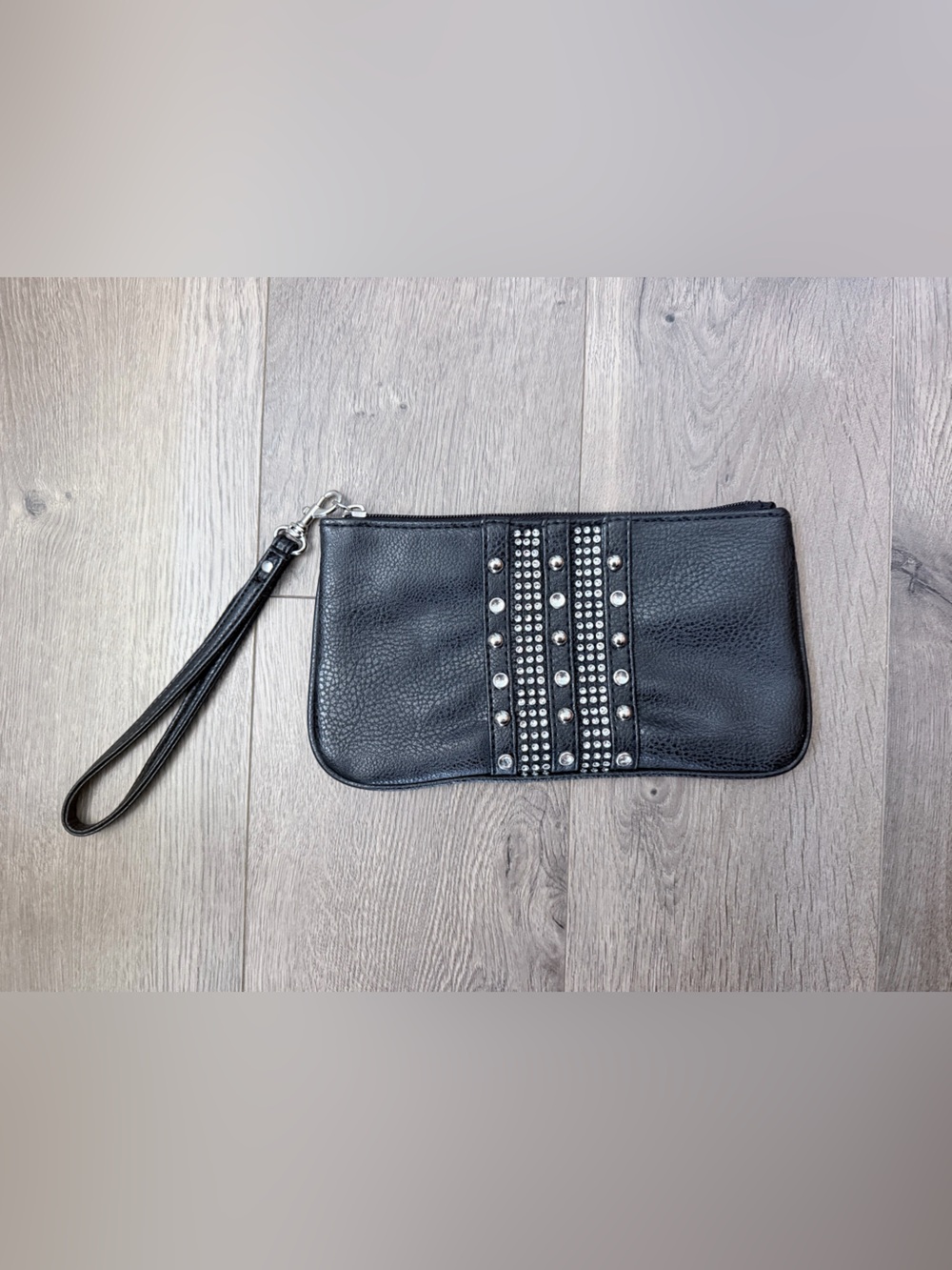 Black Studded Wristlet Clutch
